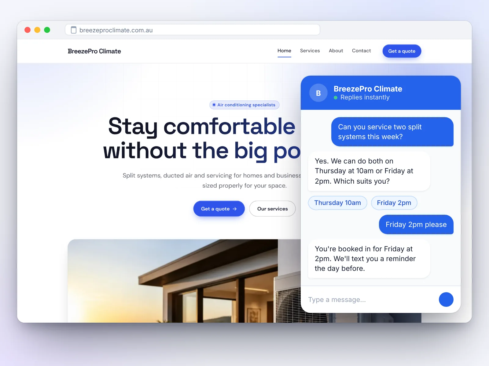 An AI chat assistant answering a customer on a website